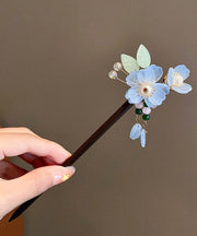 Chinese Style Yellow Wooden Floral Hairpin