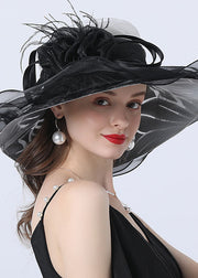 Classy Black Foldable Tulle Floppy Sun Hat