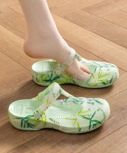 Comfortable Green Print Hollow Out Beach Slide Sandals