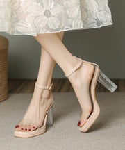 Comfortable Splicing Chunky Heel Sandals Beige Peep Toe