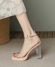 Comfortable Splicing Chunky Heel Sandals Beige Peep Toe