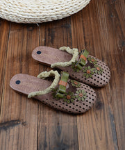 Comfy Green Floral Splicing Hollow Out Slide Sandals