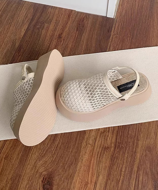 Comfy Platform Beige Breathable Mesh Slide Sandals