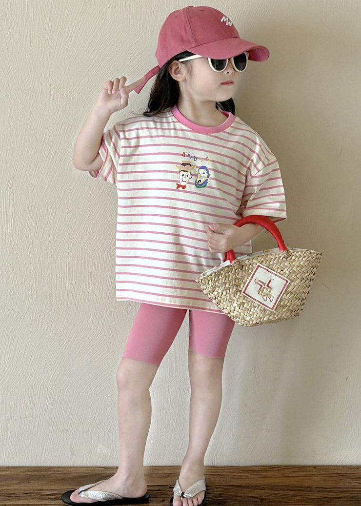 Cute Striped Kids T Shirt And Shorts Two Piece Set Summer