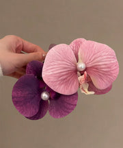 DIY Colorblock Alloy Pearl Butterfly Orchid Hairpin