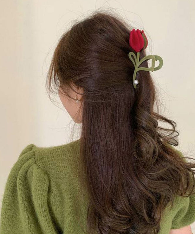 DIY Mulberry Velvet Pearl Tulip Hairpin