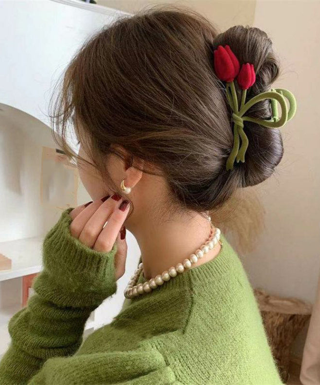 DIY Mulberry Velvet Pearl Tulip Hairpin