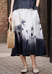 Elegant Colorblock Tie Dye Elastic Waist A Line Skirts Summer