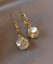 Elegant Gold Sterling Silver Overgild Zircon Cat's Eye Stone Drop Earrings