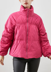 Elegant Rose Zip Up Wrinkled Duck Down Down Coat Winter