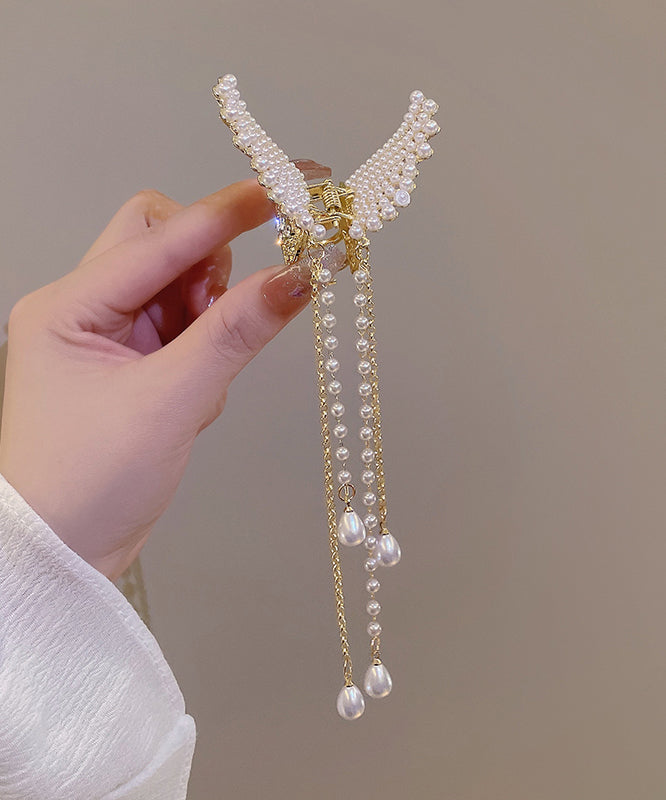 Elegant White Butterfly Pearl Tassel Hairpin