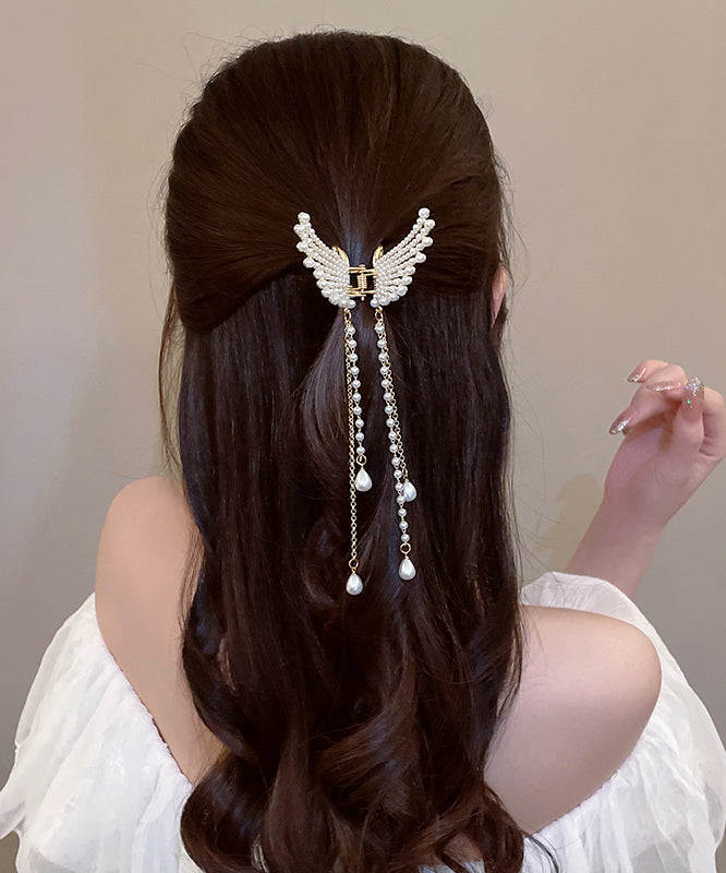 Elegant White Butterfly Pearl Tassel Hairpin