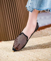 Fashion Comfortable Flat Feet Shoes Black Pointed Toe Hollow Out