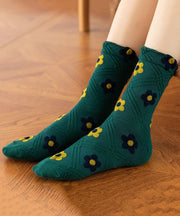 Fashion Floral Jacquard Cotton Mid Calf Socks