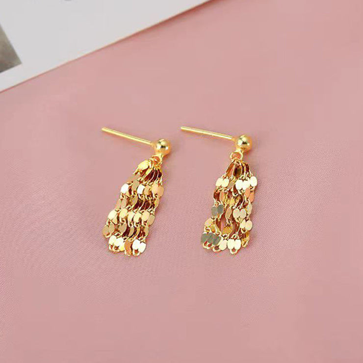 Fashion Gold Sterling Silver Overgild Tassel Drop Earrings