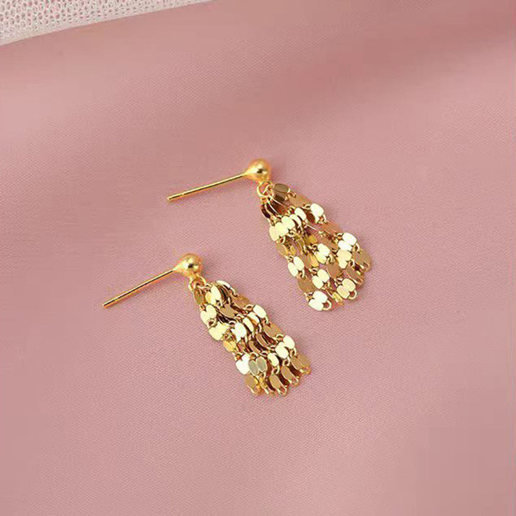 Fashion Gold Sterling Silver Overgild Tassel Drop Earrings