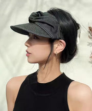 Fashion Versatile Black Gray Bow Denim Empty Top Hat