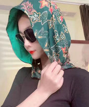 Fashionable And Versatile Green Printed Thin Style Baotou Scarf