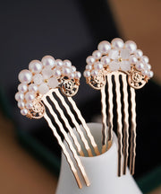 Fine Beige Sterling Silver Alloy Pearl Hairpin