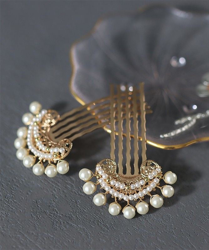 Fine Beige Sterling Silver Alloy Pearl Hairpin