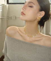 Fine Gold Metal Gem Stone Collar Necklace