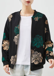 Fine Green Oversized Print Cotton Jacket Spring