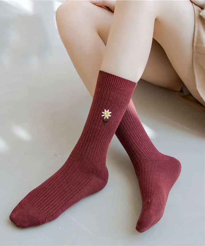 Fine Jacquard Comfy Cotton Mid Calf Socks