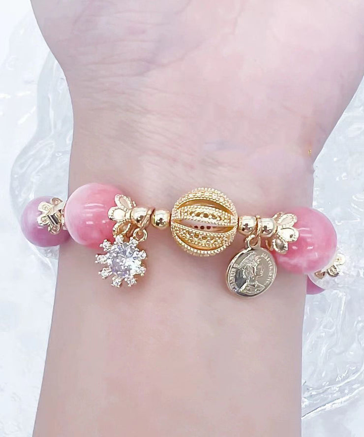 Fine Pink Alloy Strawberry Crystal Bracelet