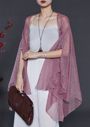 Fine Purple Asymmetrical Silk Loose Cardigan Summer