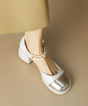 French Black Splicing Buckle Strap Chunky Sandals