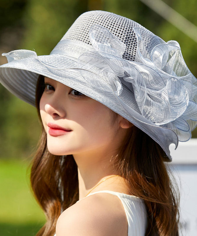 French Navy Organza Lace Breathable Bucket Hat Summer