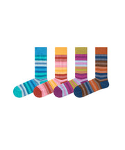 Gradient Striped Rainbow Color Blocking Pile Mid Calf Socks