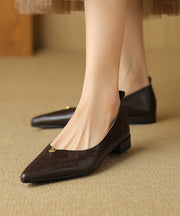 Handmade Brown Sheepskin Flat Feet Shoes Pointed Toe