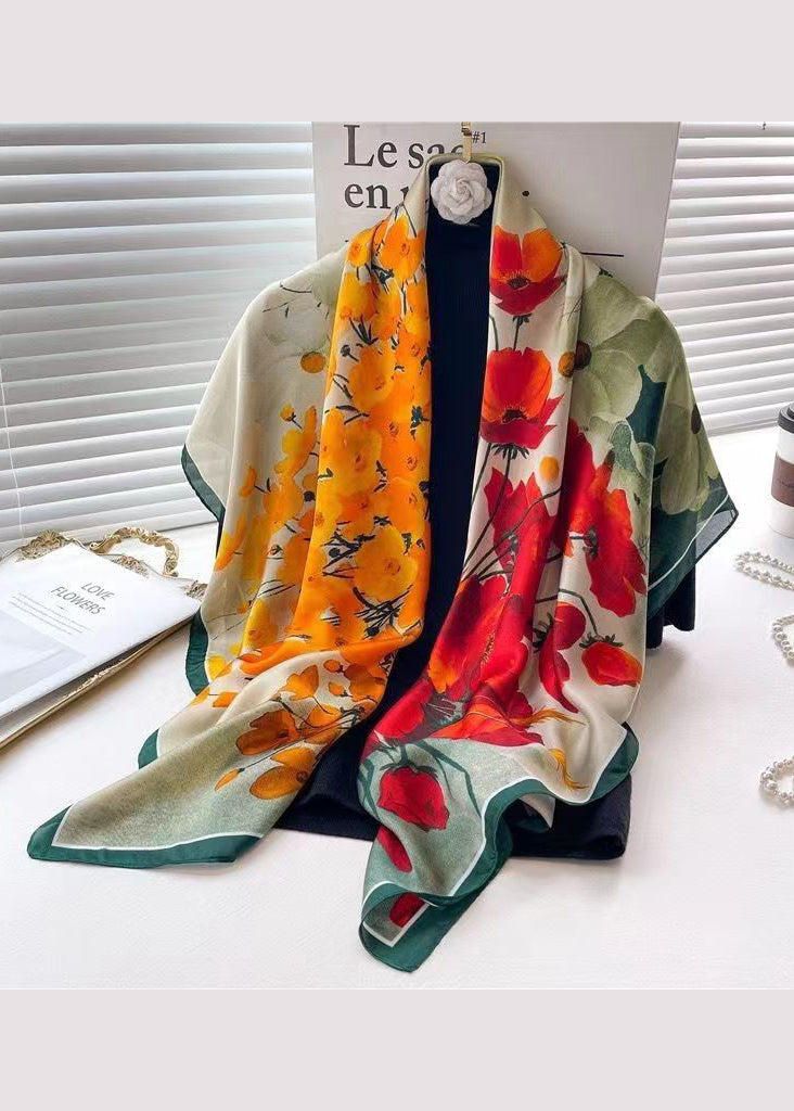 Handmade Green Print Soft Comfy Silk Scarf