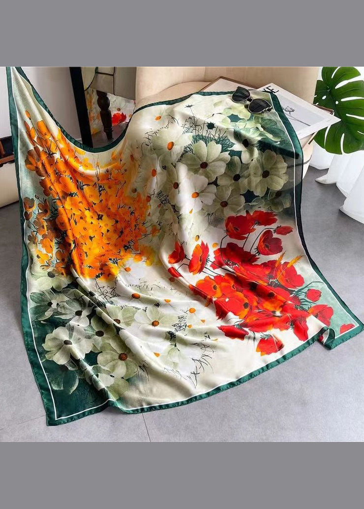 Handmade Green Print Soft Comfy Silk Scarf