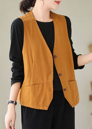 Handmade Orange Patchwork Button Cotton Waistcoat Sleeveless