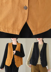 Handmade Orange Patchwork Button Cotton Waistcoat Sleeveless