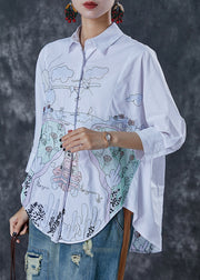 Handmade White Embroidered Cotton Shirts Summer