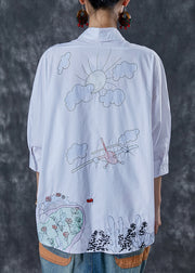 Handmade White Embroidered Cotton Shirts Summer