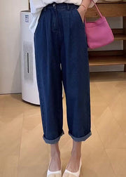 Italian Blue Pockets Denim Wide Leg Pants Summer