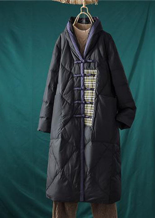 Italian Chocolate Mandarin Collar Oversized Patchwork Duck Down Puffer Jacket Winter