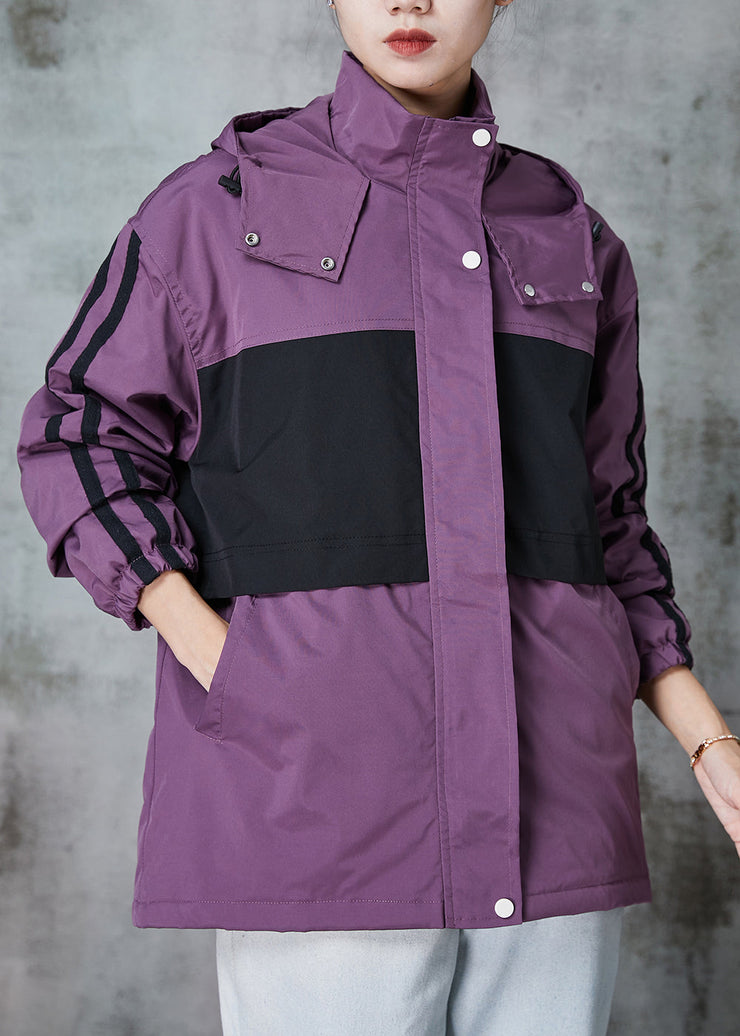 Italian Purple Oversized Patchwork Spandex Coats Spring