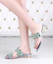 Lake Blue Boutique Zircon Peep Toe Slide Sandals