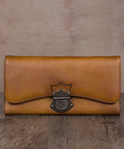 Modern Brown Solid Durable Genuine Calf Leather Wallet Purse