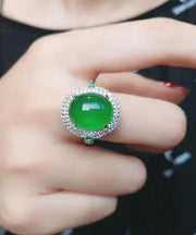 Modern Green Sterling Silver Zircon Jade Rings