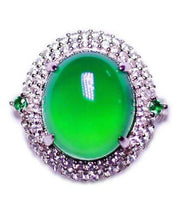 Modern Green Sterling Silver Zircon Jade Rings