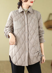 Modern Grey Plaid Patchwork Tie Waist Jacket Winter