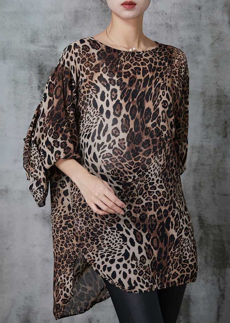 Modern Leopard Oversized Draping Chiffon Shirt Spring