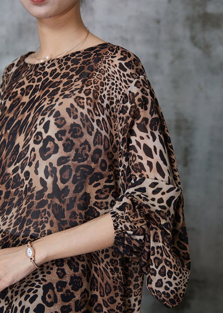 Modern Leopard Oversized Draping Chiffon Shirt Spring