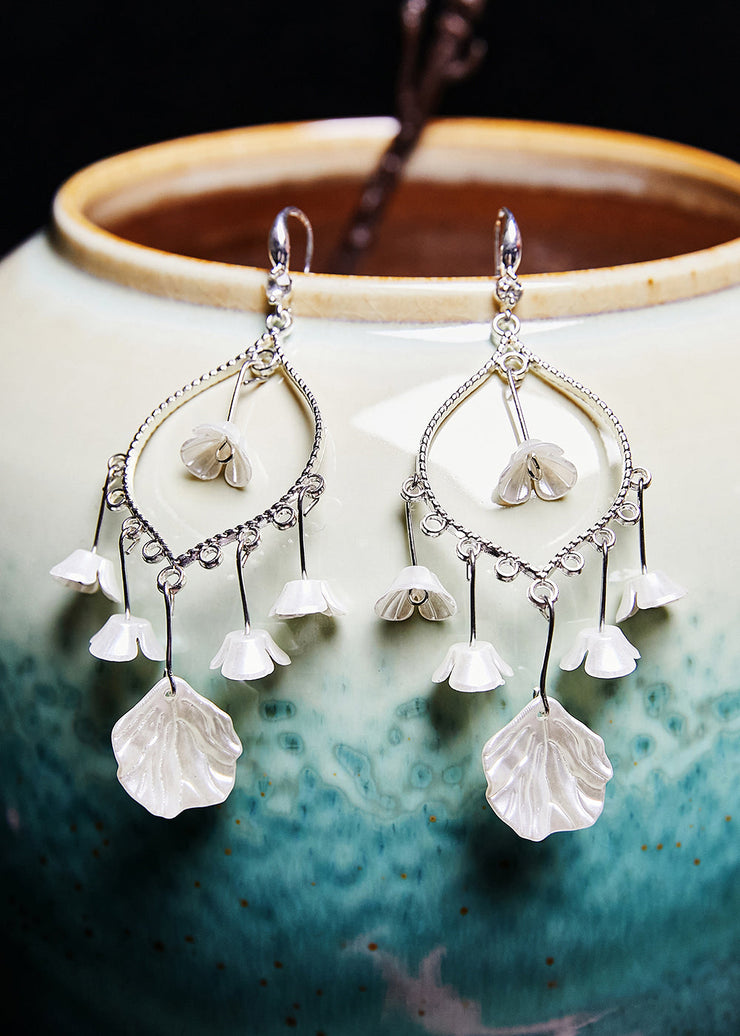 Modern White Aeolian Bells Tassels Drop Earrings